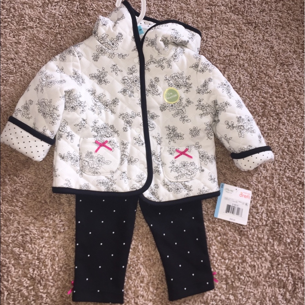 6 months Little Me Reversible Jacket with Leggings