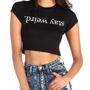 Brandy Melville Stay Weird Crop Top