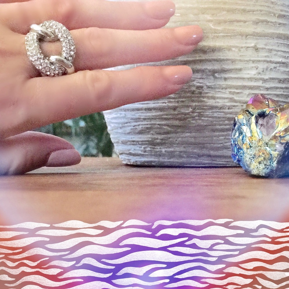 Sparkly Crystal-Encrusted Silver Ring