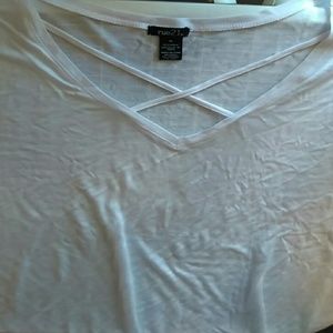 White v-neck tee