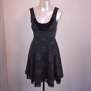 Free People Gray Rose Print Tulle Dress - size XS