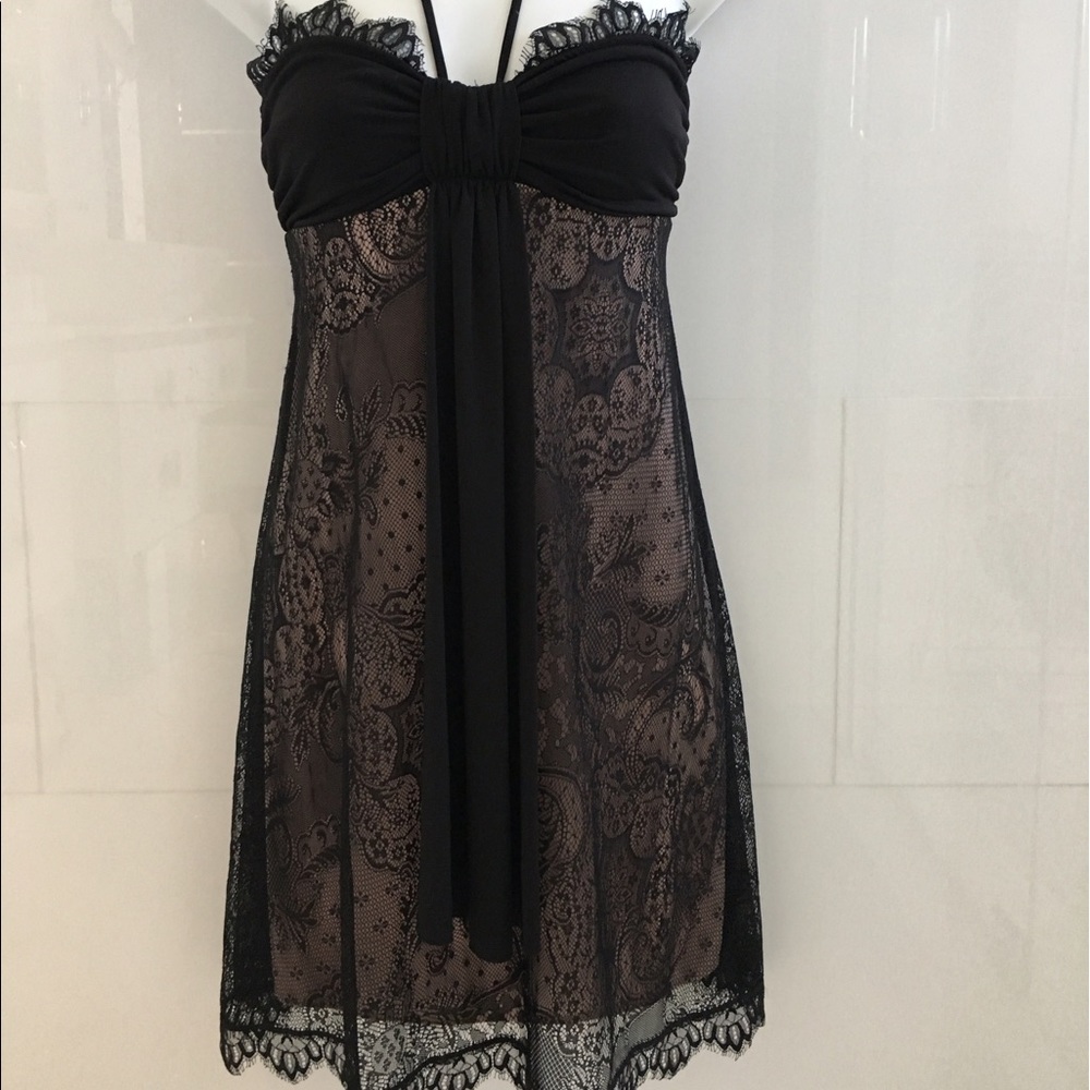 Black and nude lace dress