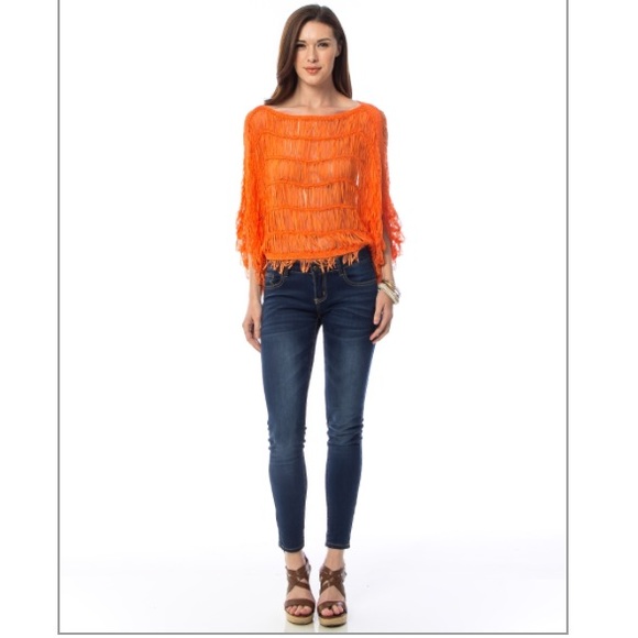 Orange Crush OS Weaved Poncho/Top - Picture 5 of 5