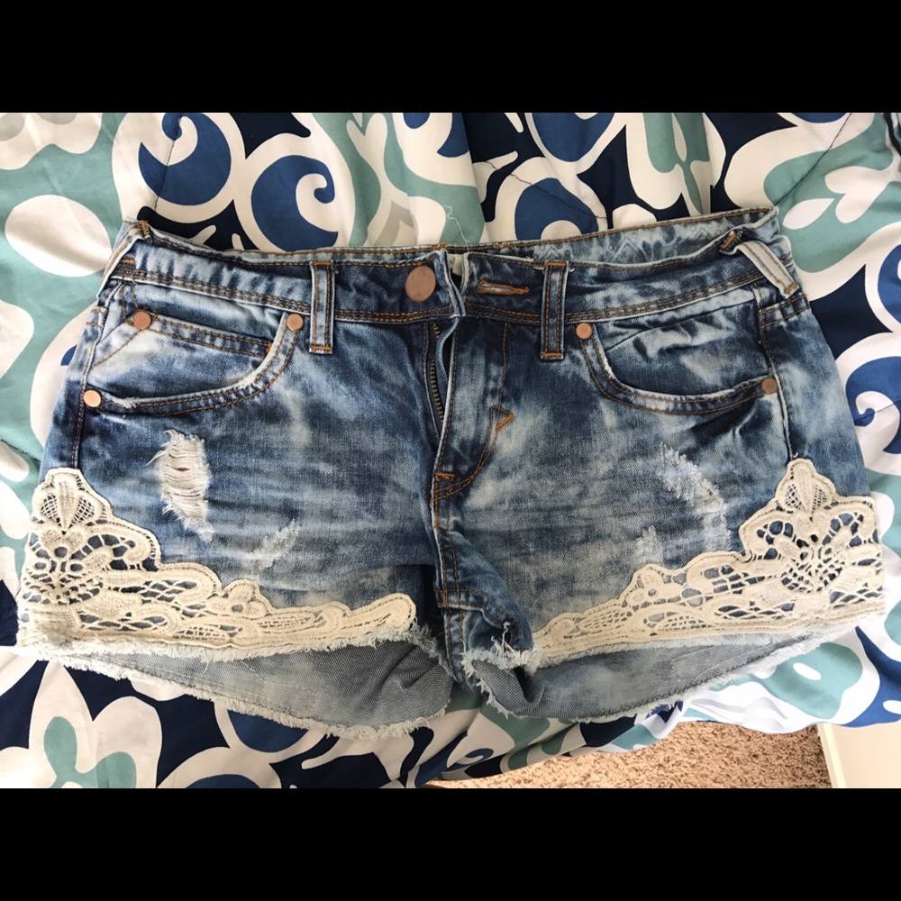 Embroidered jean shorts