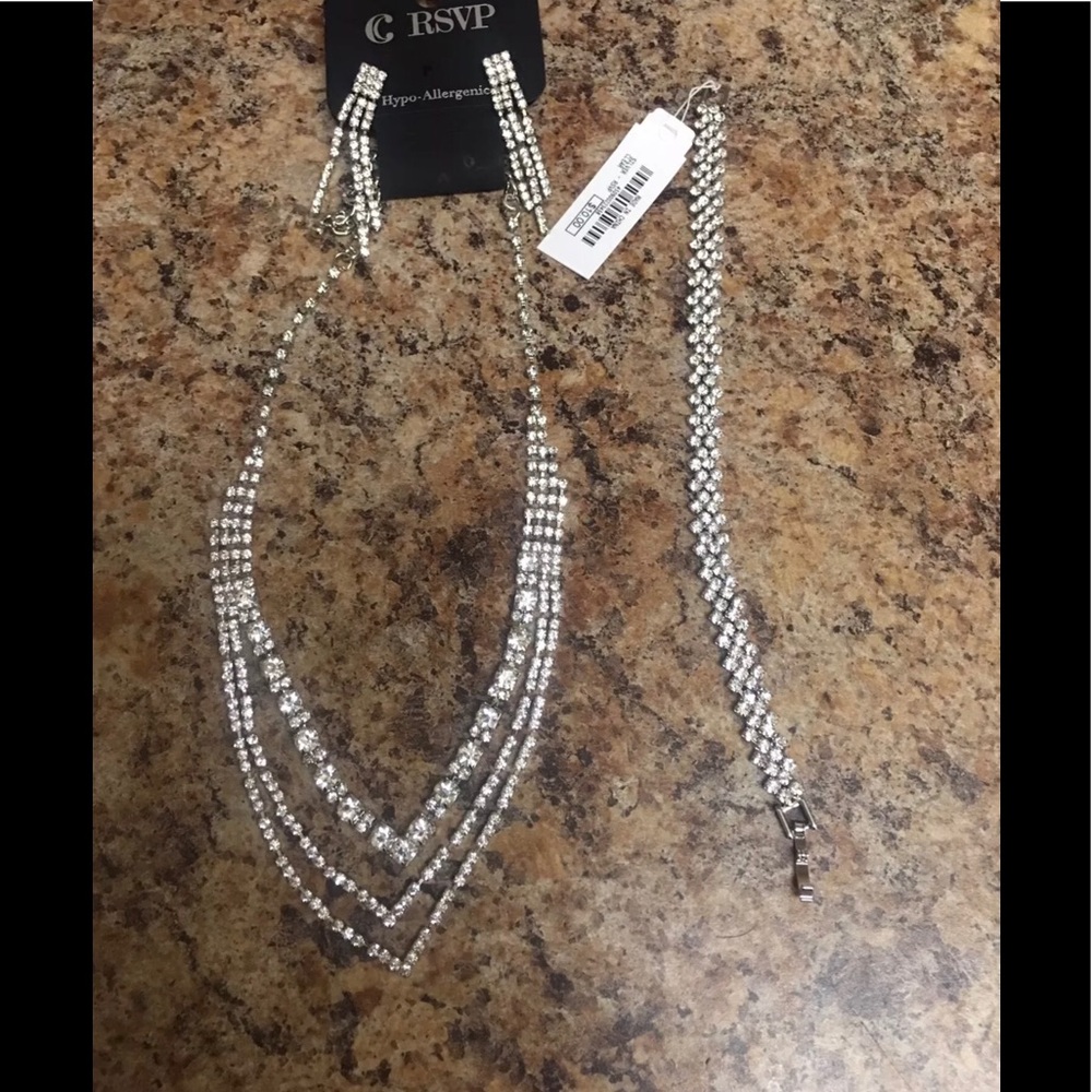 Set of Matching Necklace, Earrings, and Bracelet