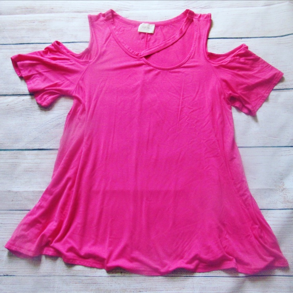 Fuchsia Cut Out Cold Shoulder Top