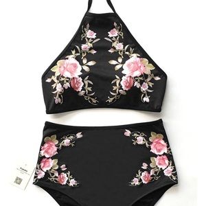 High waisted floral bikini