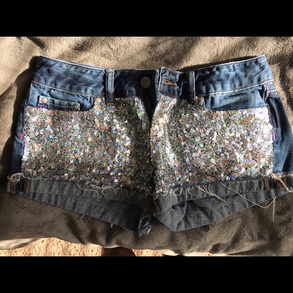 VS PINK sequined jean shorts
