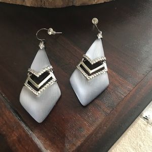 Alexis Bittar Lucite & Crystal Chevron Earrings.