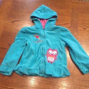 Girls 24mon Hooded Fleece Owl Sweatshirt