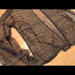 Megan Park Designer Mesh Beaded Cardigan