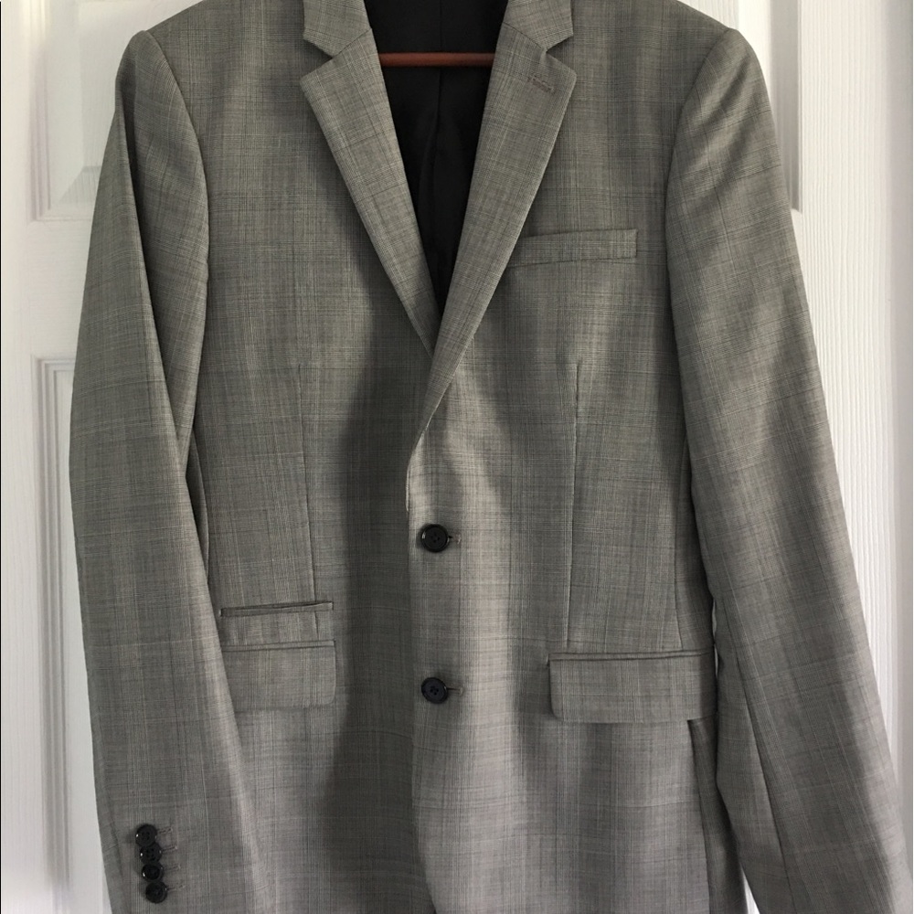 Express Men's Photographer Suit Jacket Grey Plaid