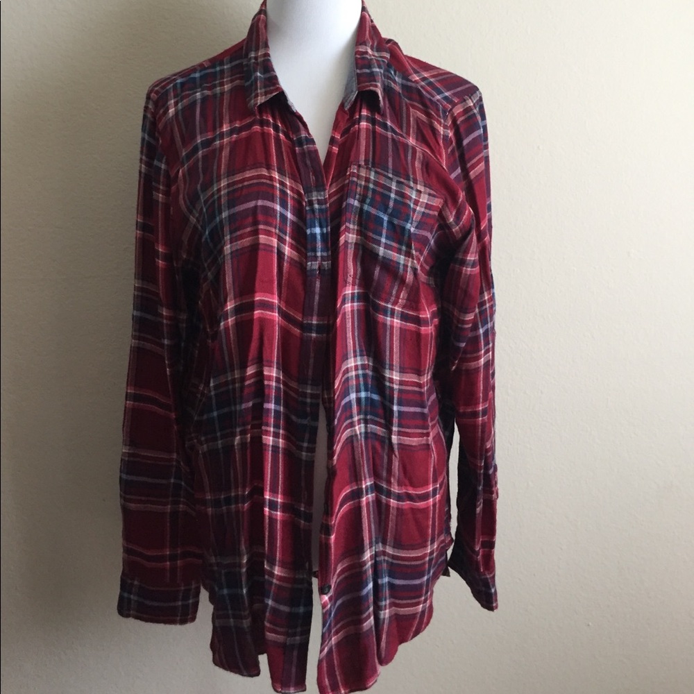 Lucky brand women's plaid red white and blue