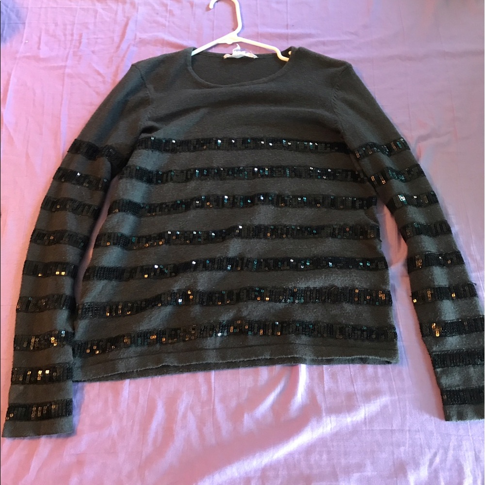 Black and grey sequined sweater