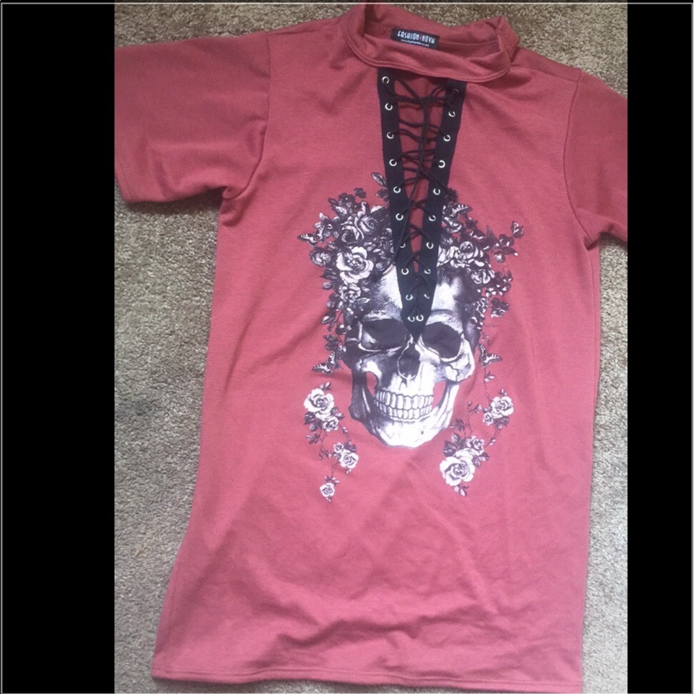 Lace up tshirt / dress - Picture 3 of 4