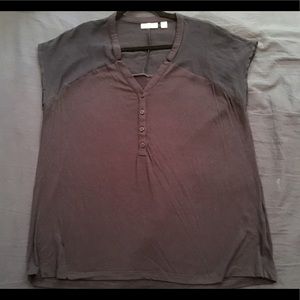 Navy blue sheer shoulder top