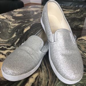 VANS silver slip-on shoes [Kids' 2.5 / Women's 5]