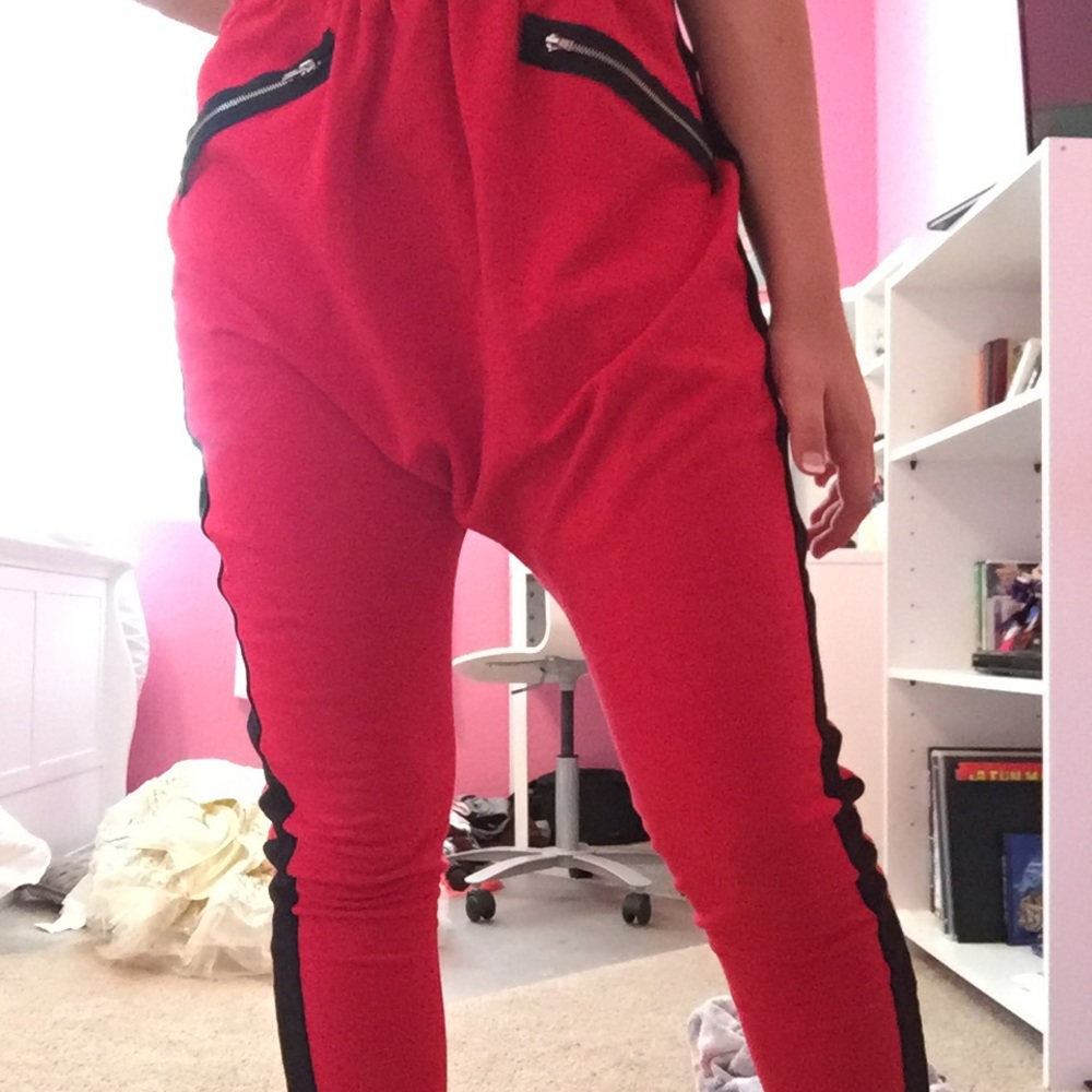 Red saggy hip hop pants