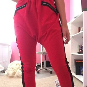 Red saggy hip hop pants