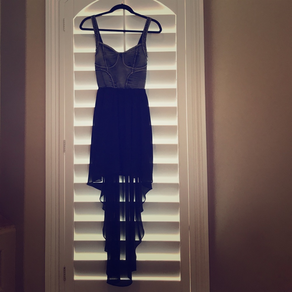 Short Front Long Back Jean and Black Dress