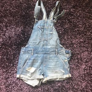 Hollister denim overall shorts