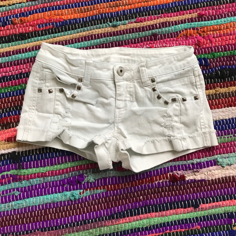 White jean shorts