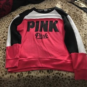 PINK color block crew