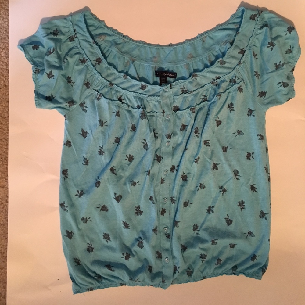 🌺 Light Blue American Eagle floral tee - Picture 2 of 3