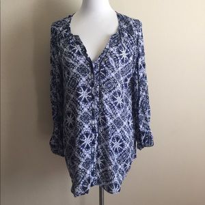 Lucky brand snowflake blouse size medium