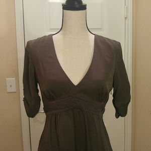 Elie Tahari Chocolate Silk Surplice Top