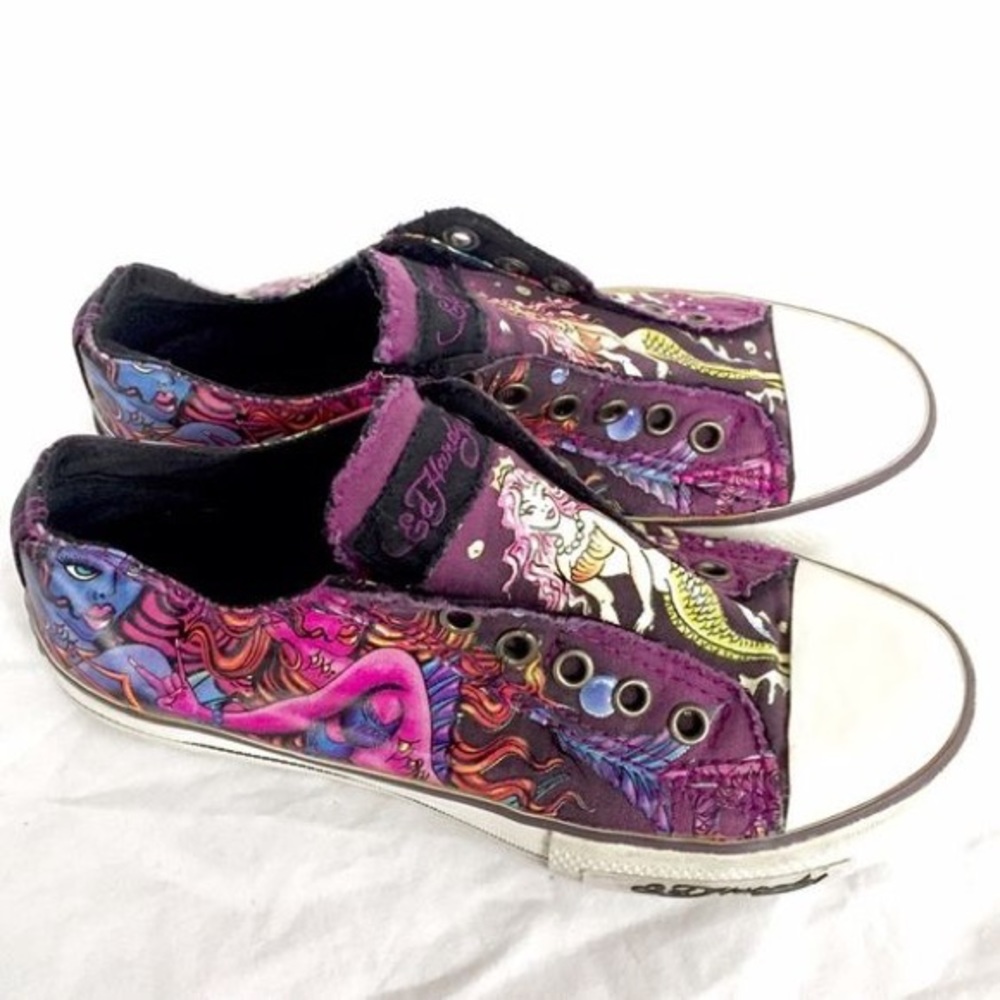 Ed Hardy Purple Mermaid Slip On Sneakers 💜🦄
