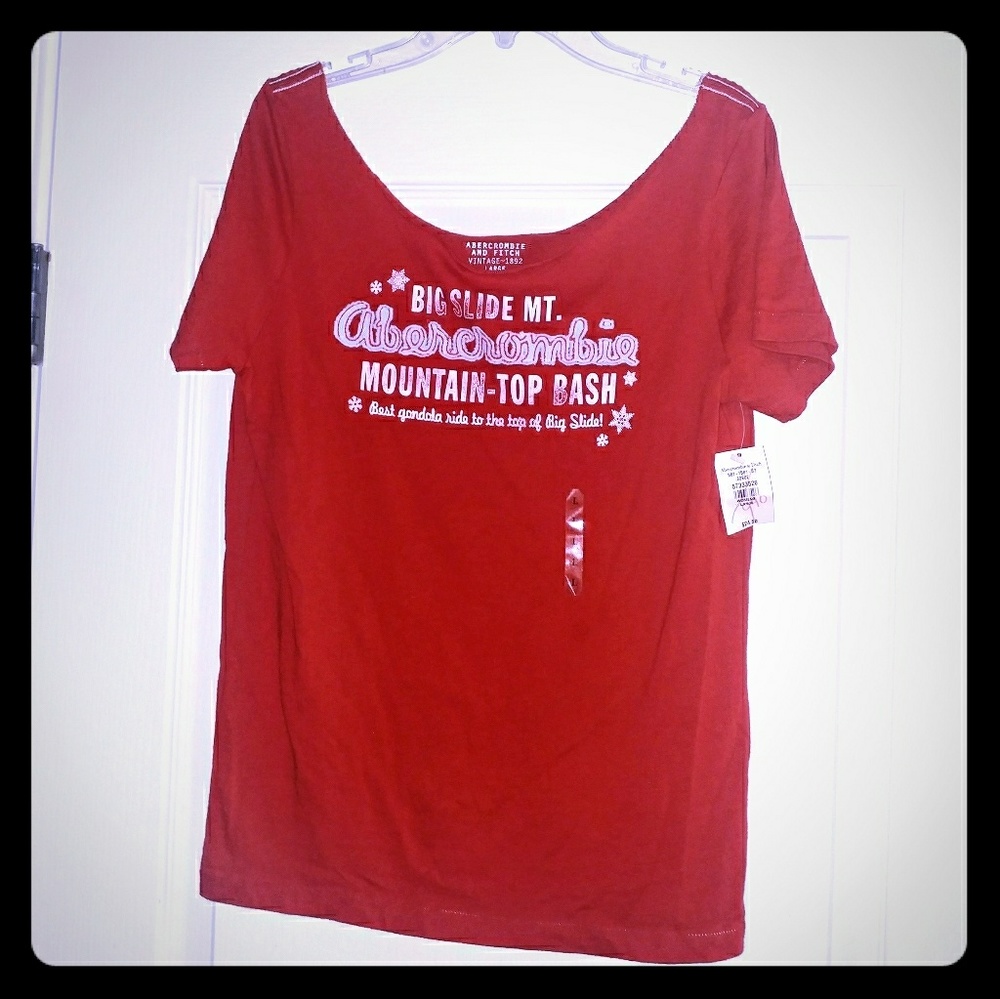 New Abercrombie Red Vintage Off Shoulder Tee! L