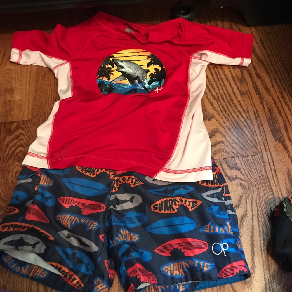 Shark Bathing suit and matching swim shirt