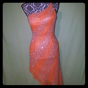 BEAUTIFUL Orange Beaded Party Dress