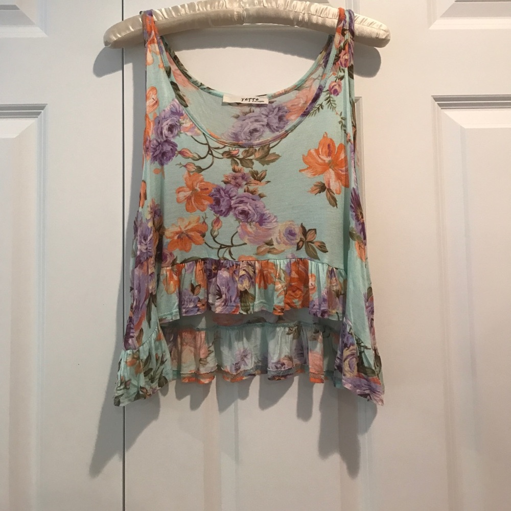 🌺Green Floral Crop Top tank