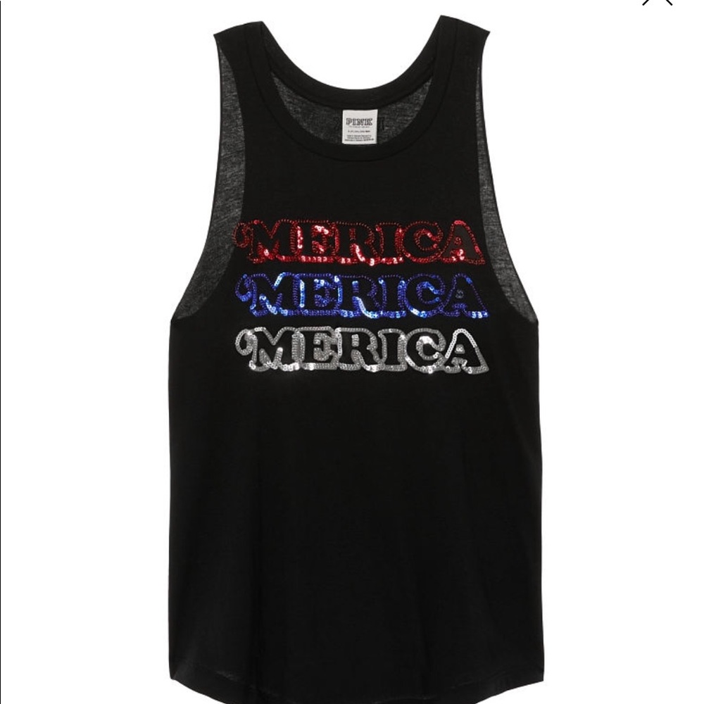 NIP VS PINK BLING MERICA MUSCLE TANK BLACK