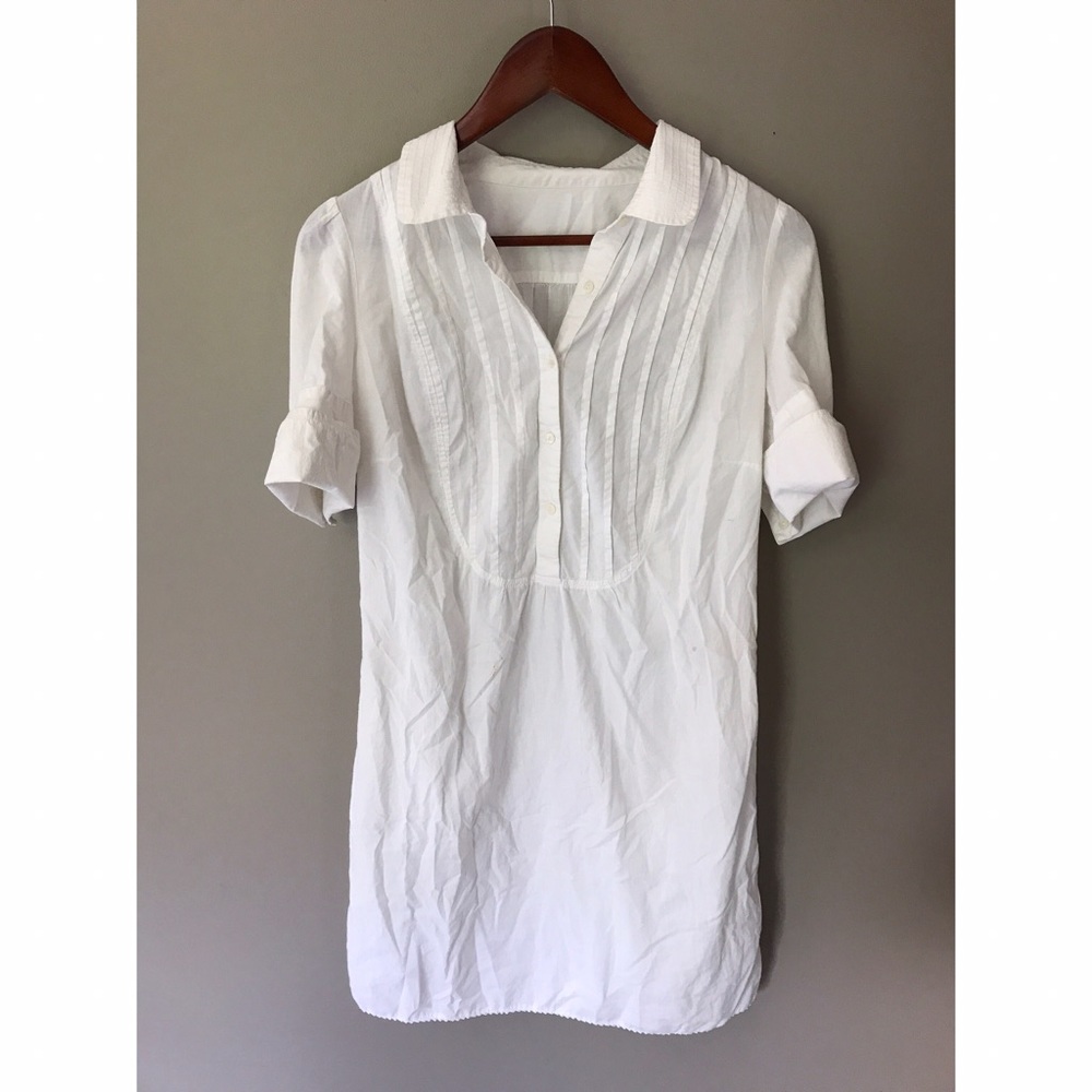 Sheer white button up bathing suit cover up