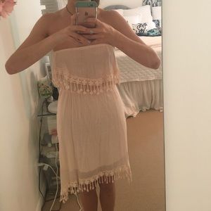 Strapless pale pink Boho dress