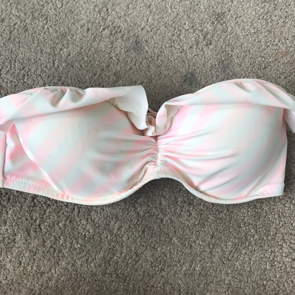 Pink and white striped VS bandeau top