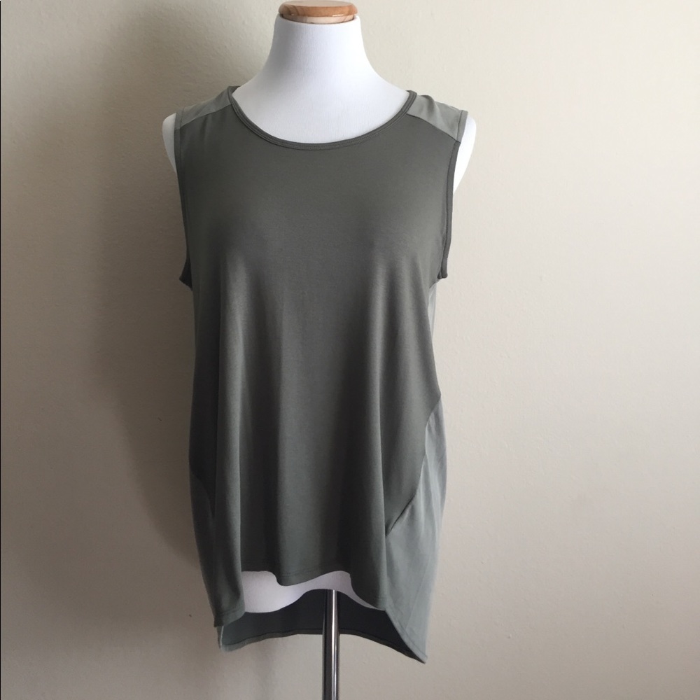Cynthia rowley olive green tank top two tone large