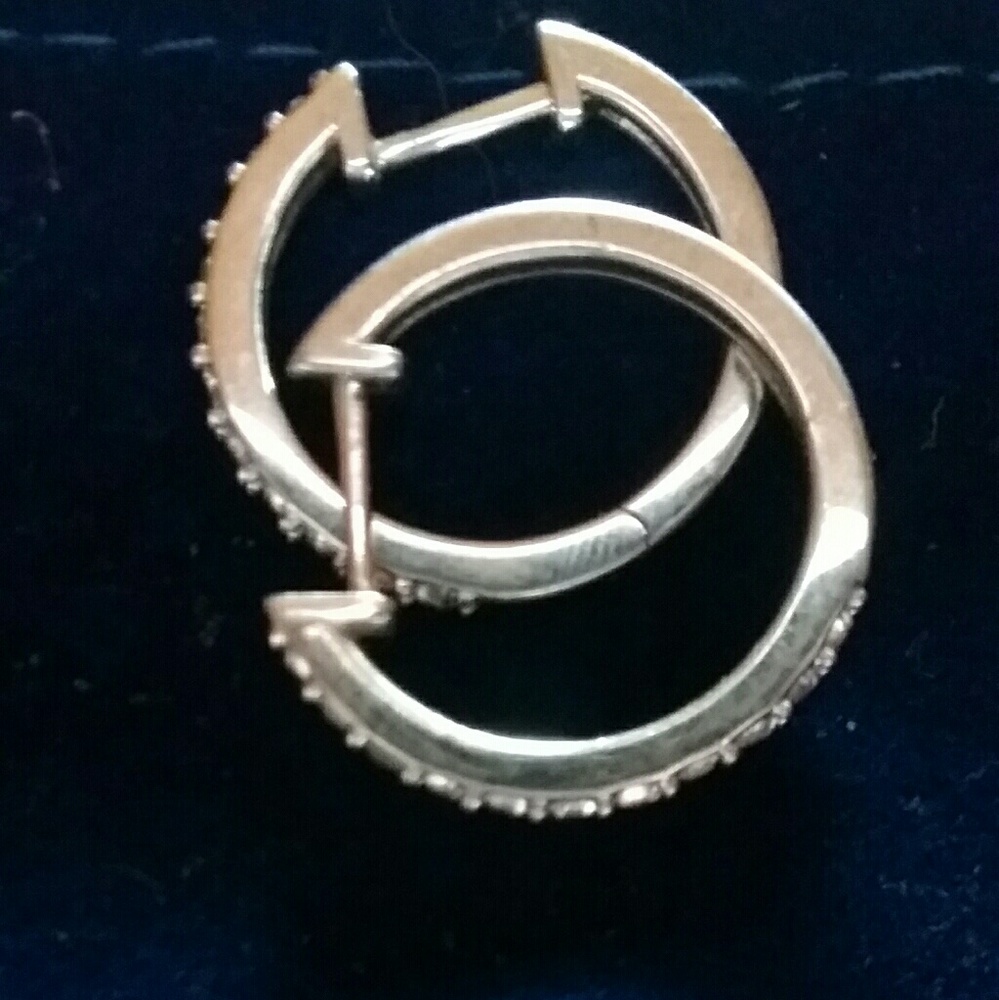 Sterling silver and cz hoop earrings