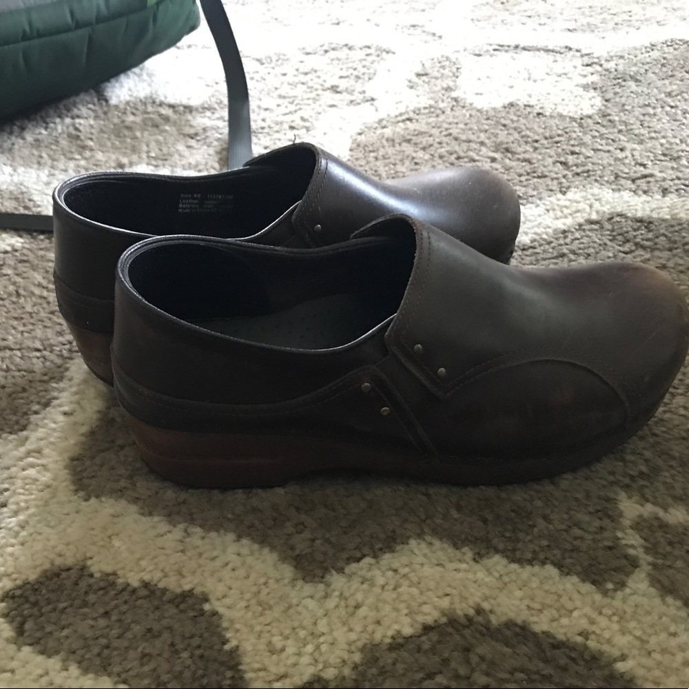 Brown clogs