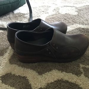 Brown clogs