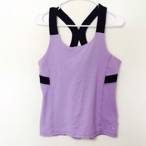 Trendy Light Purple & Black Racerback Workout Tank