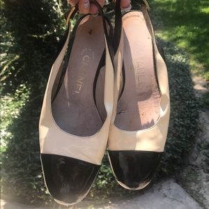 Chanel cream and black vintage shoes