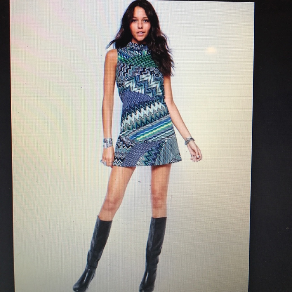 Reclaimed Vintage High Neck Geo Print Dress