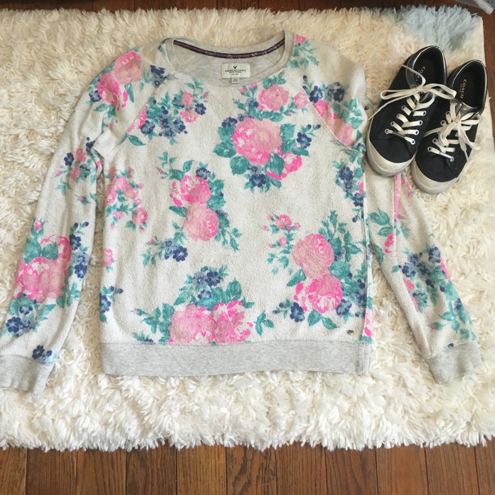 American eagle floral crewneck