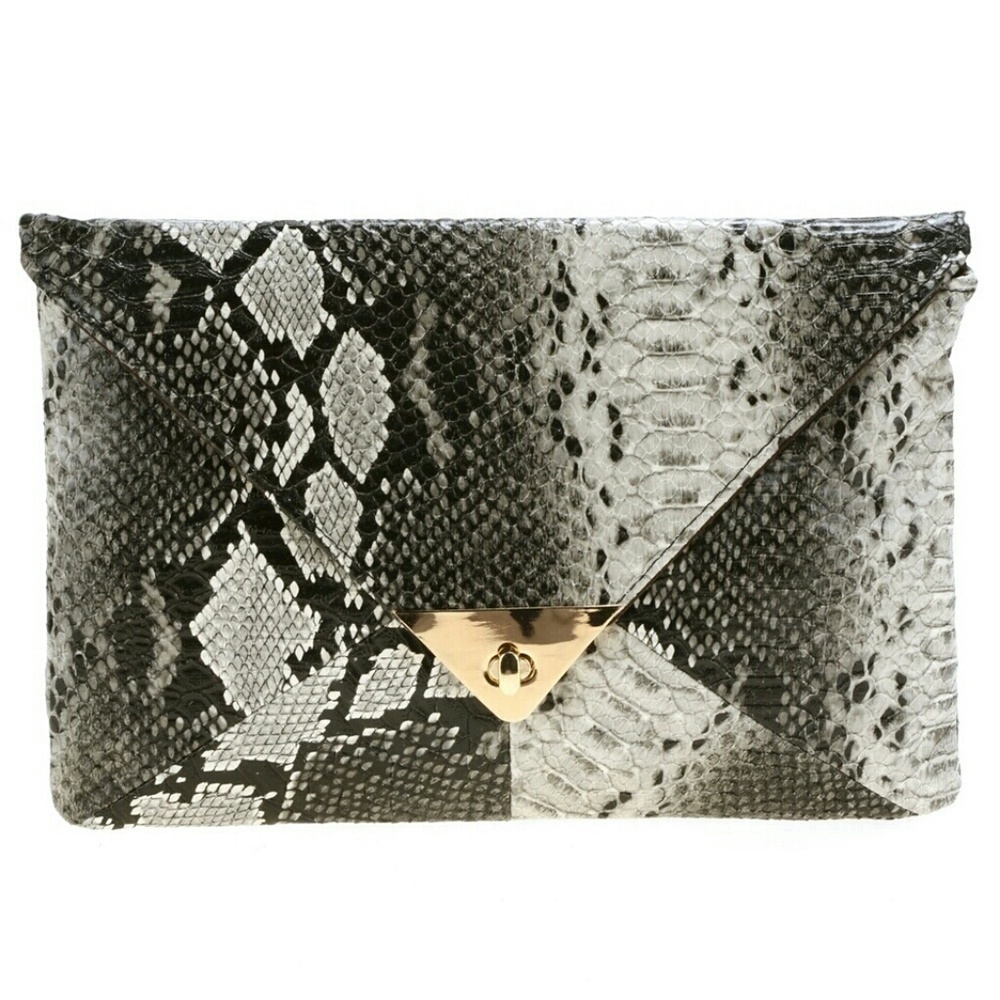 Synthetic Leather Snake Skin Clutch Purse Bag