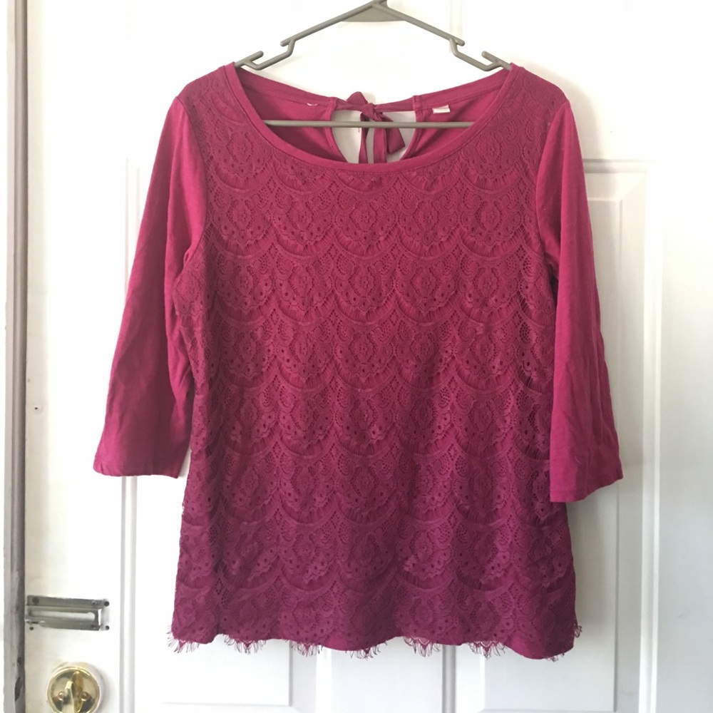 Lace front maroon shirt
