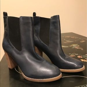 C Wonder navy blue leather boots.